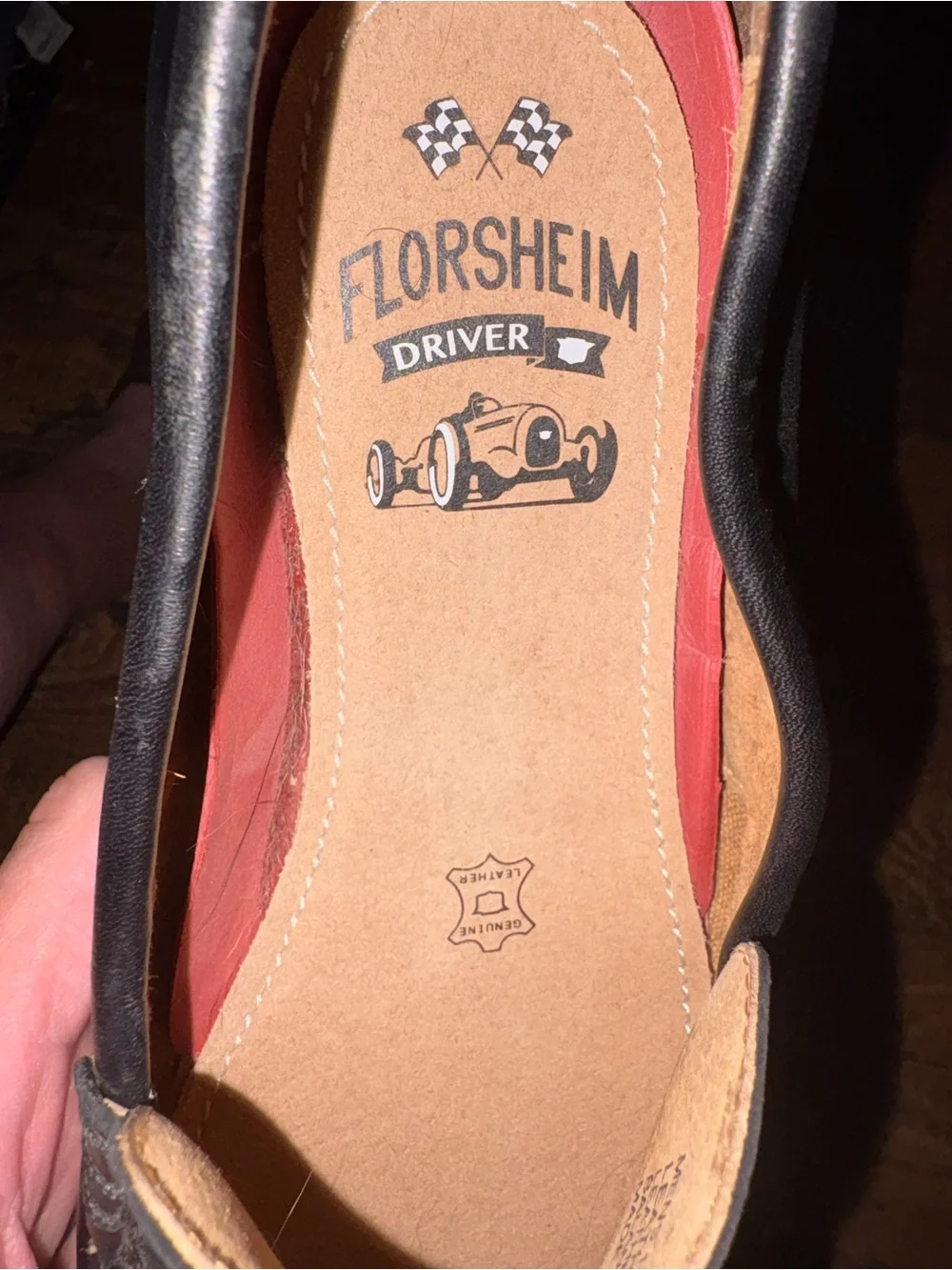 Florsheim Black Leather Slip-On Driving Loafers .
